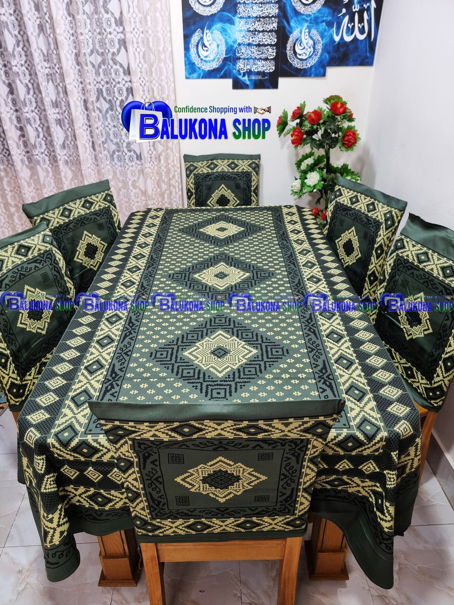 Block Print Cotton Dining Table Cover Set