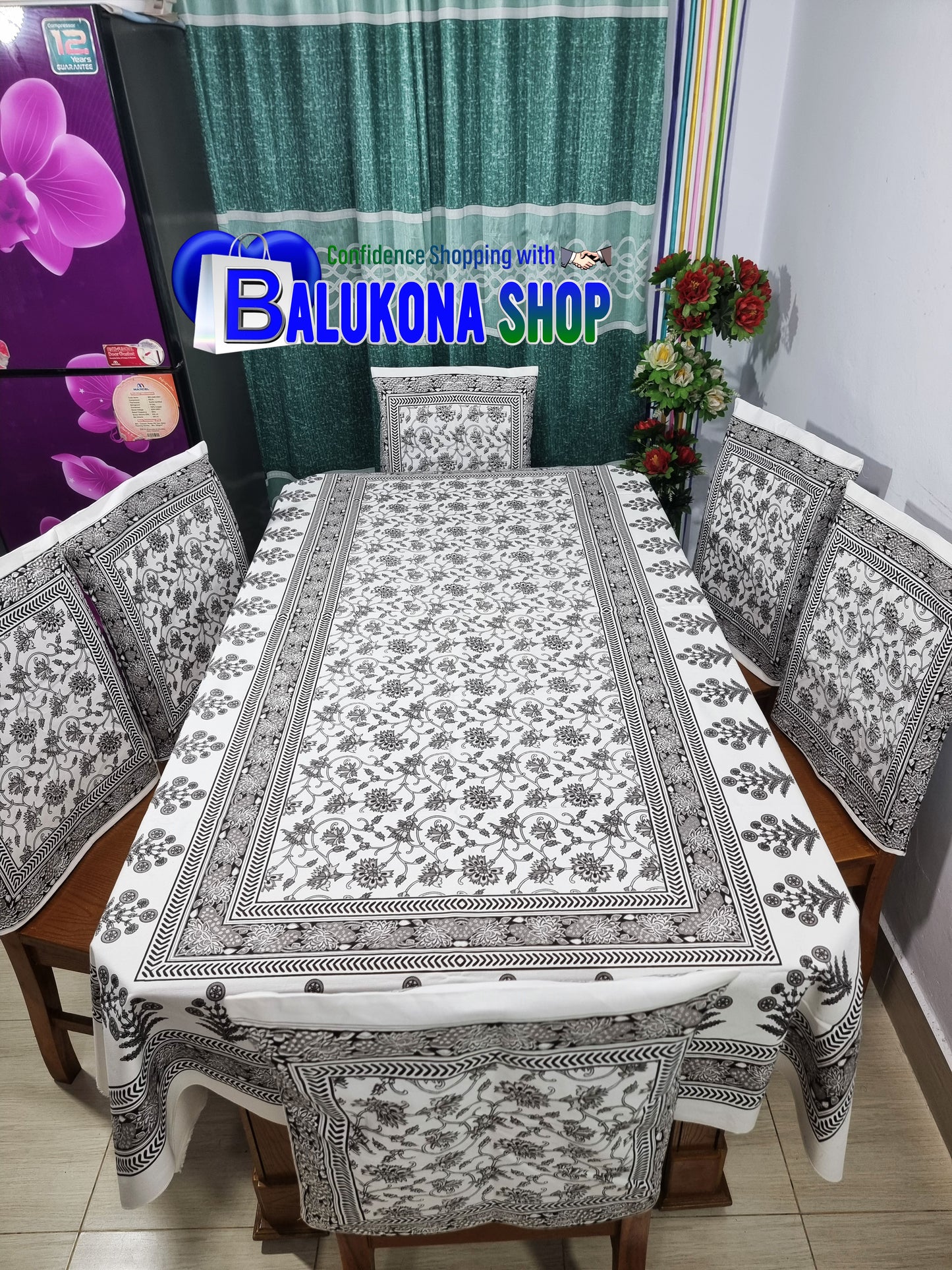 Block Print Cotton Dining Table Cover Set