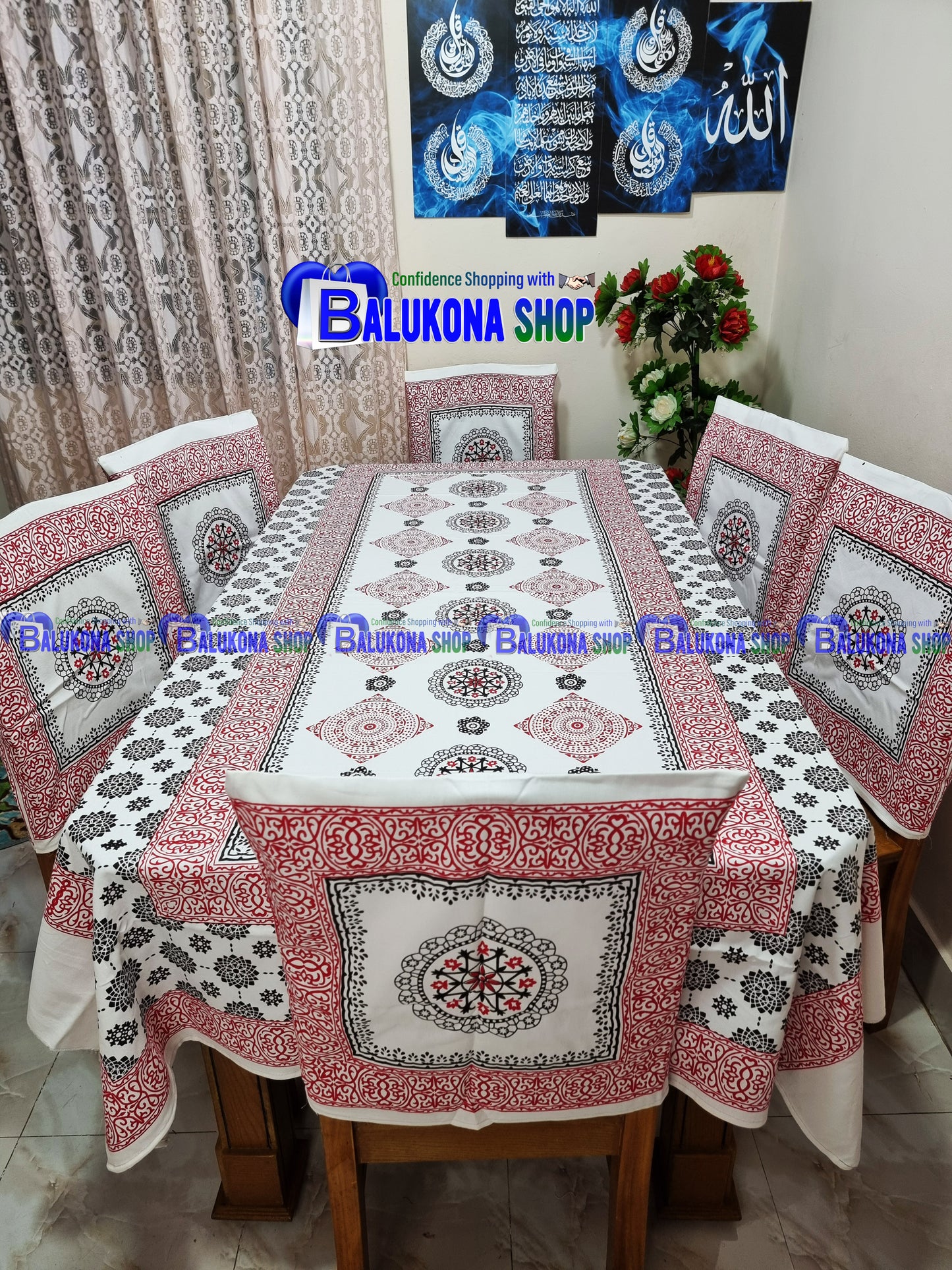 Block Print Cotton Dining Table Cover Set