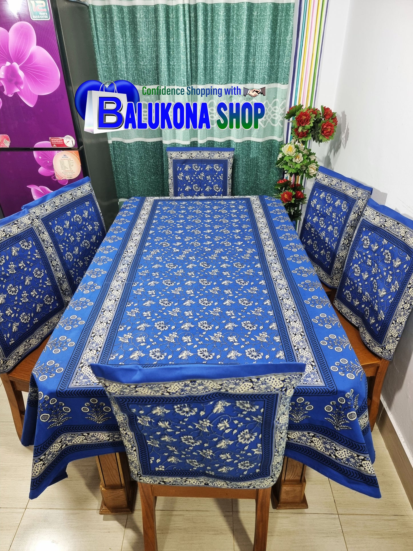 Block Print Cotton Dining Table Cover Set