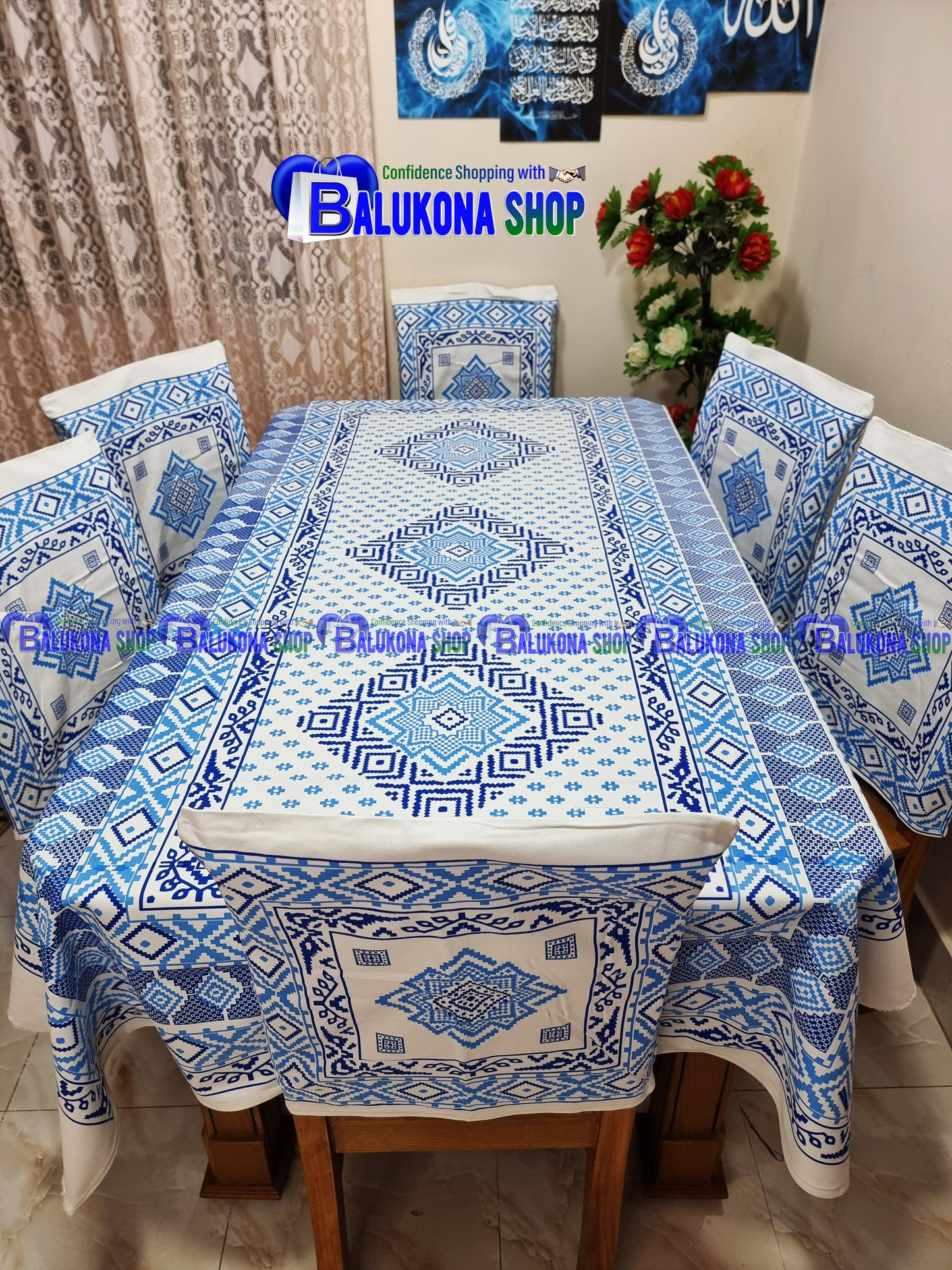 Block Print Cotton Dining Table Cover Set