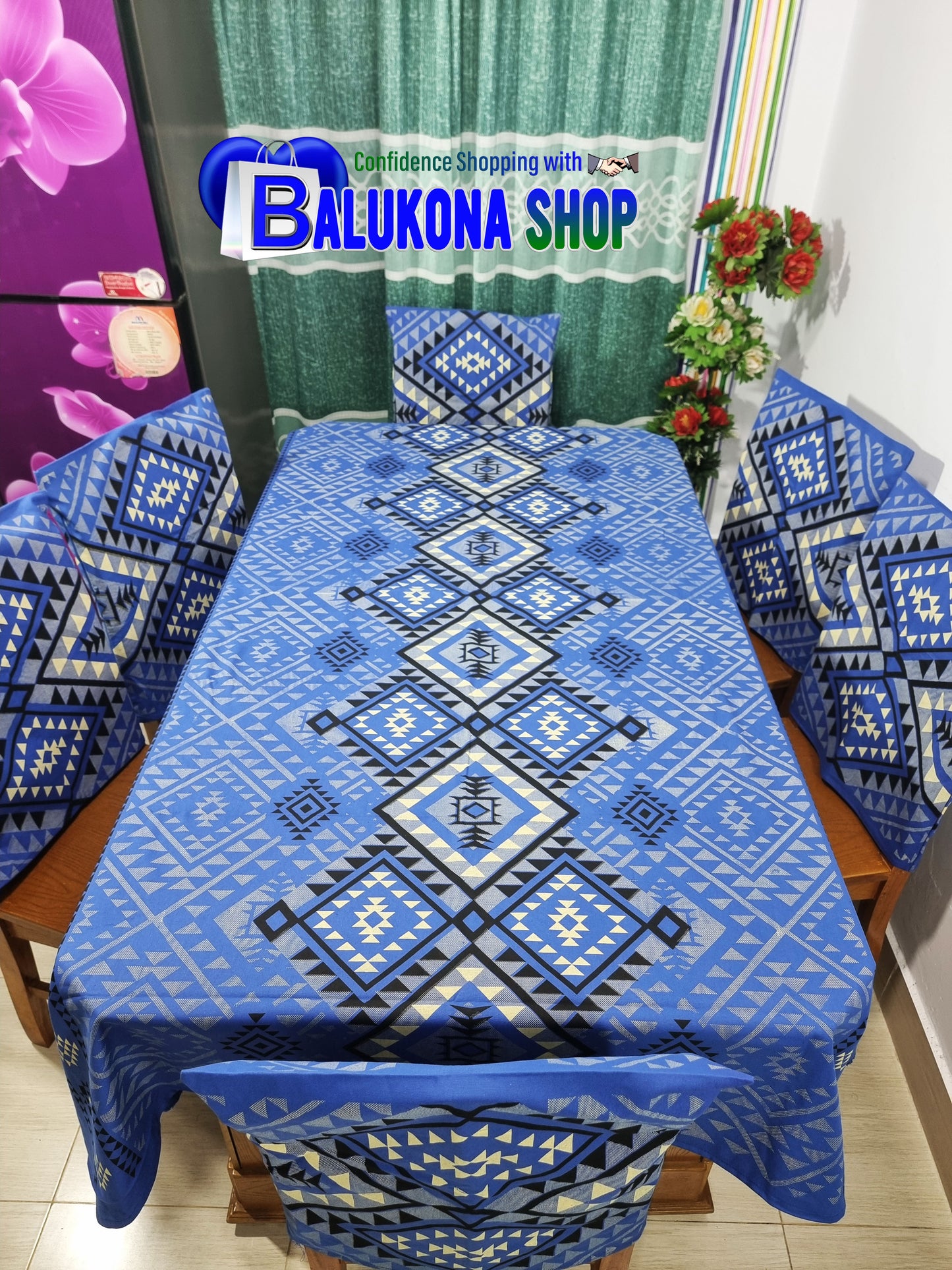 Block Print Cotton Dining Table Cover Set