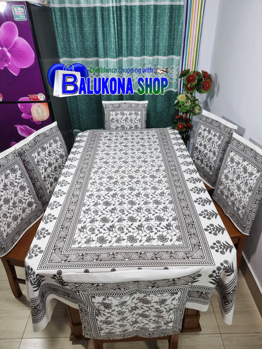 Block Print Cotton Dining Table Cover Set