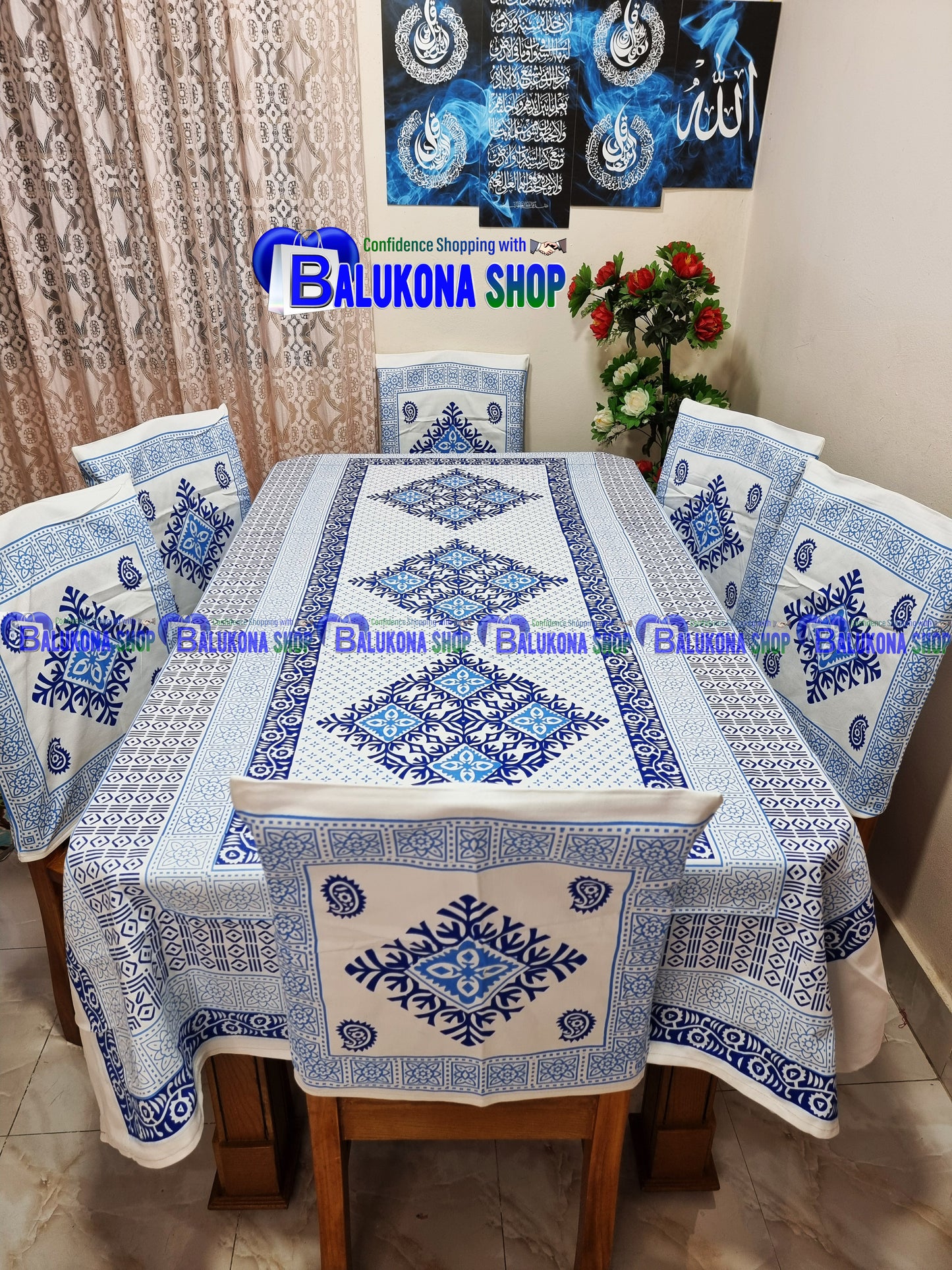 Block Print Cotton Dining Table Cover Set
