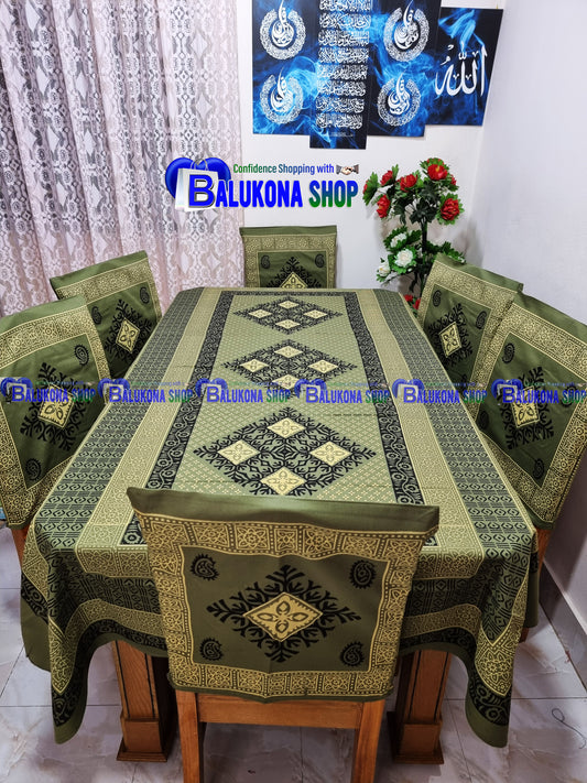 Block Print Cotton Dining Table Cover Set