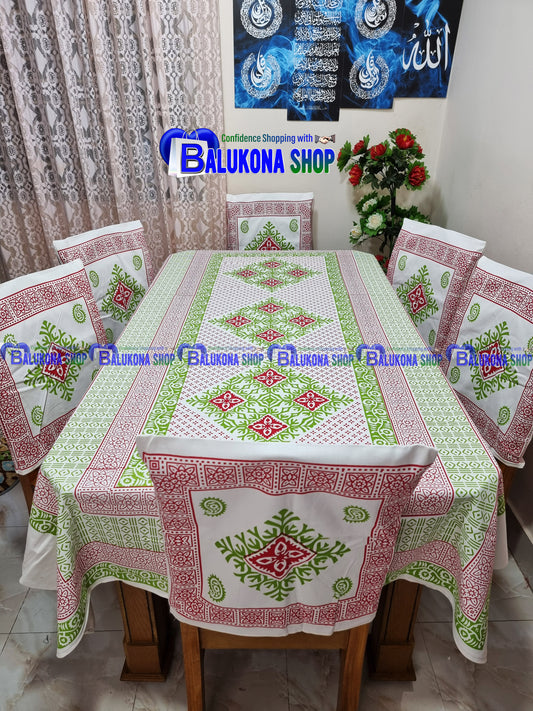 Block Print Cotton Dining Table Cover Set
