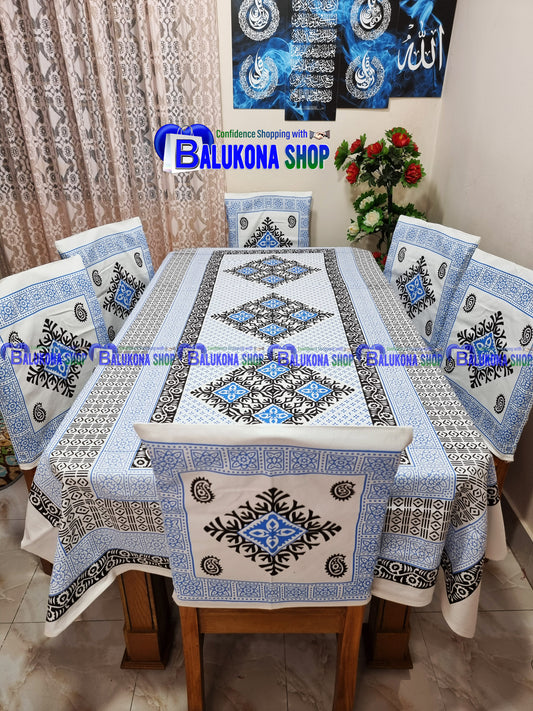 Block Print Cotton Dining Table Cover Set