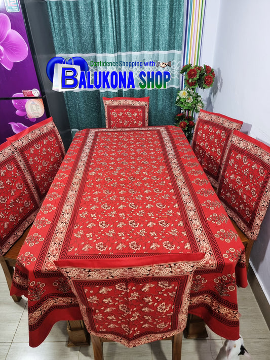 Block Print Cotton Dining Table Cover Set
