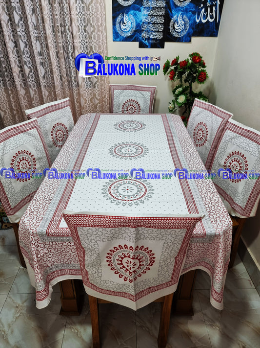 Block Print Cotton Dining Table Cover Set
