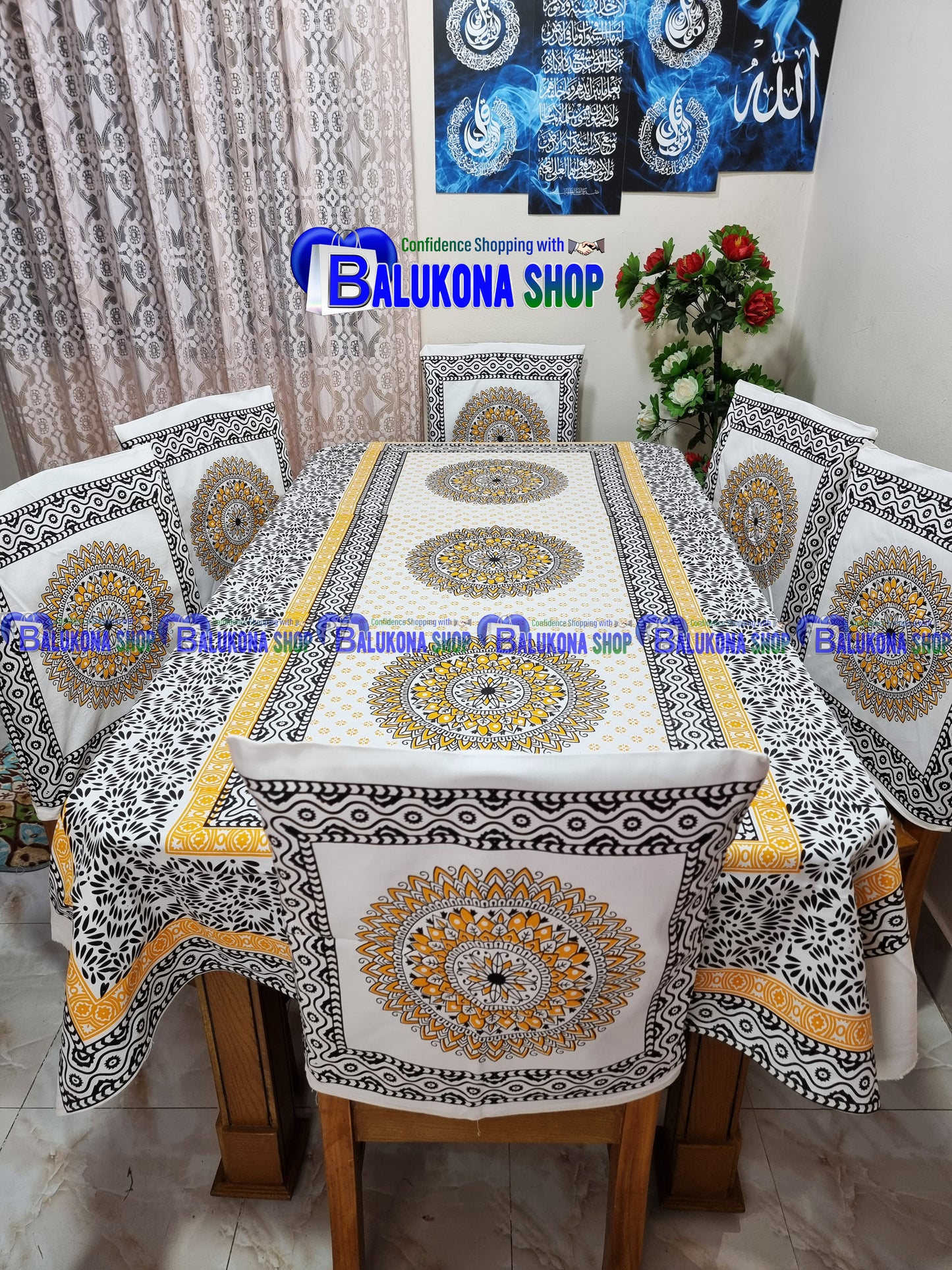 Block Print Cotton Dining Table Cover Set