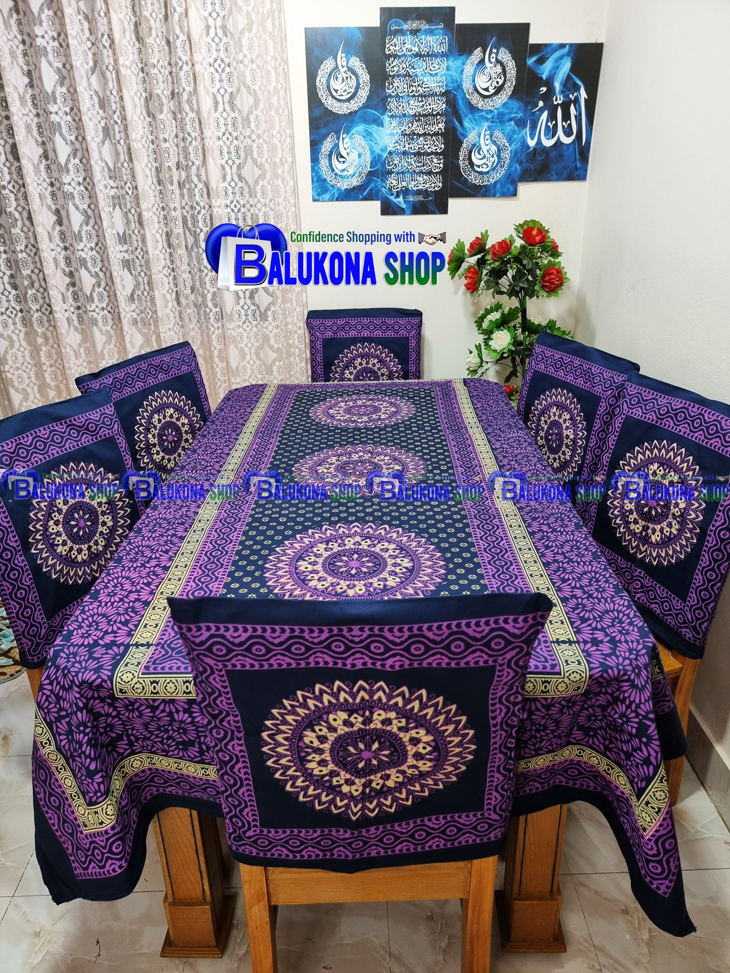 Block Print Cotton Dining Table Cover Set