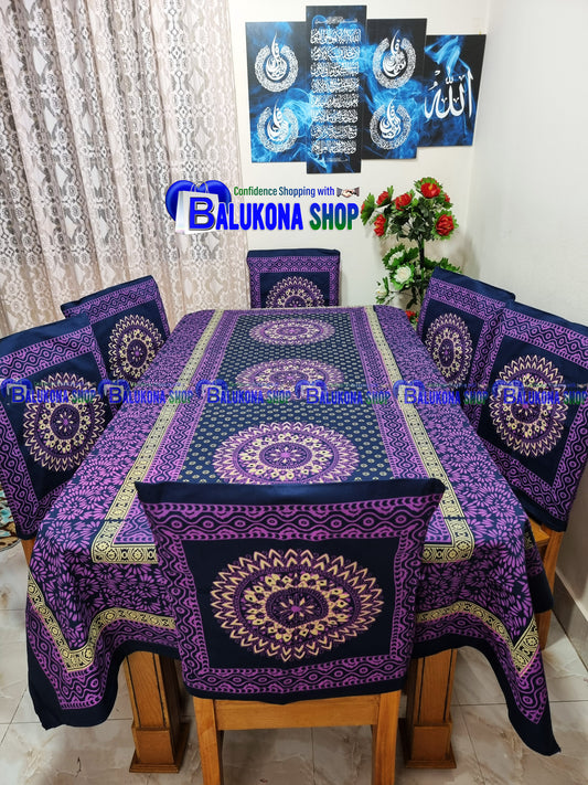 Block Print Cotton Dining Table Cover Set