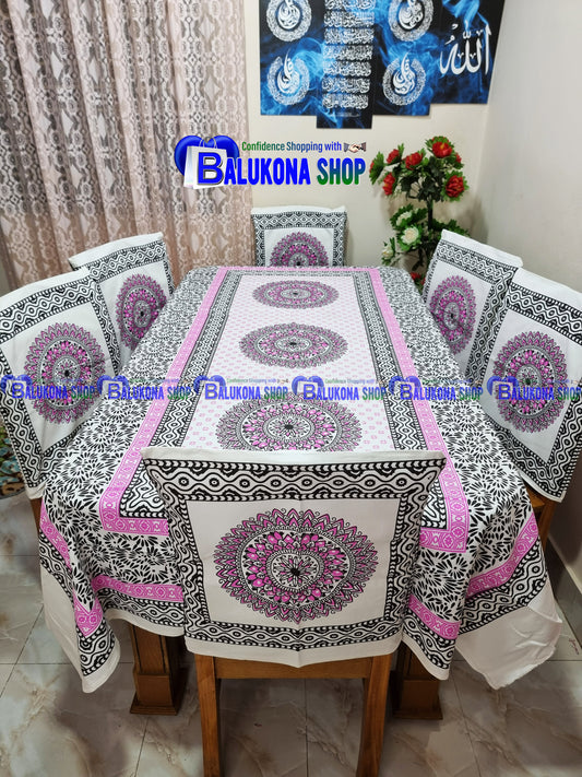 Block Print Cotton Dining Table Cover Set
