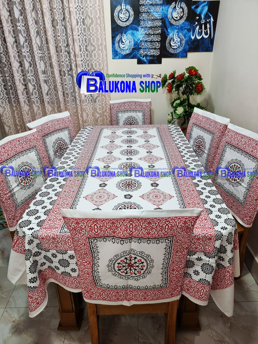 Block Print Cotton Dining Table Cover Set