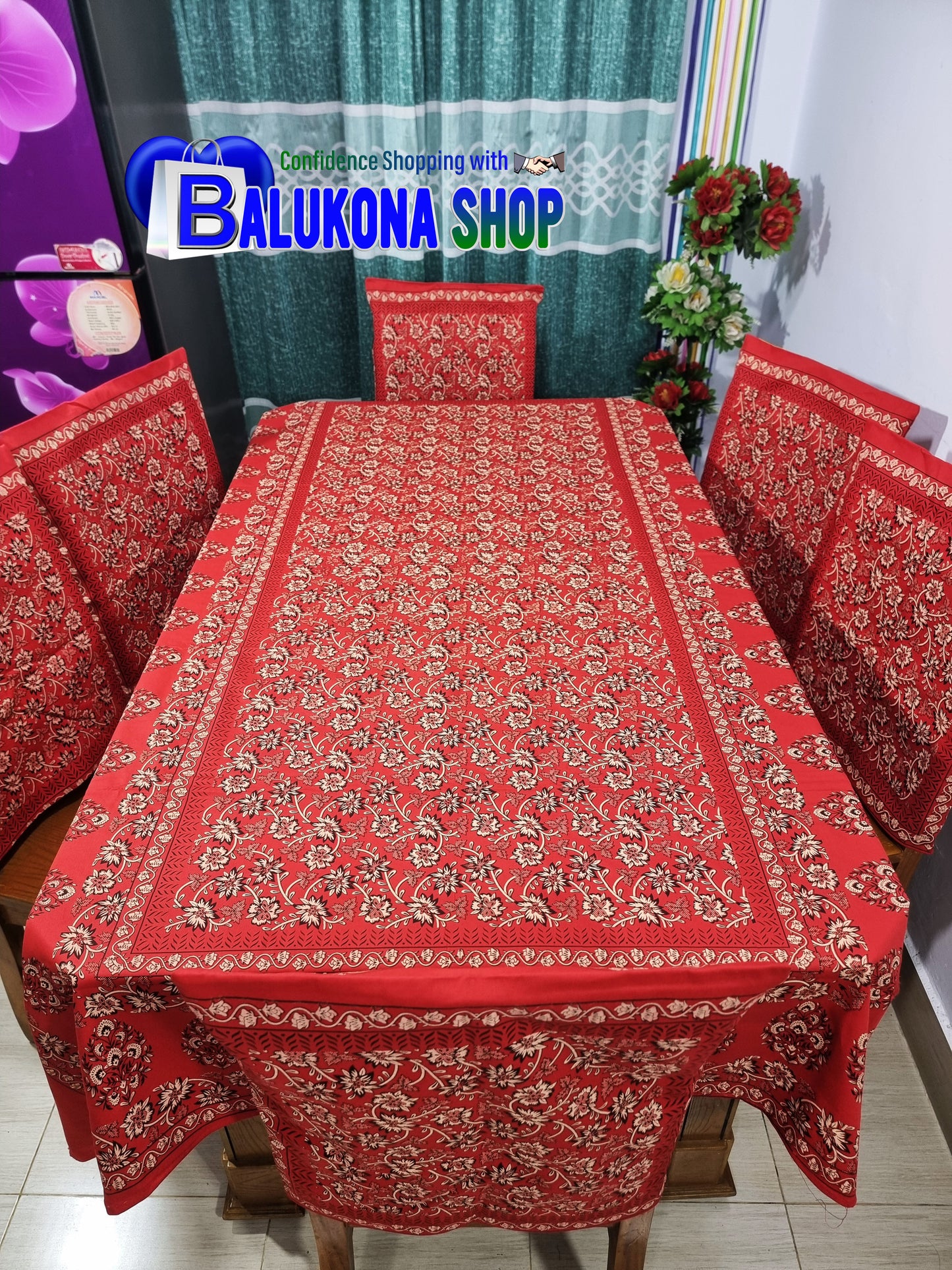 Block Print Cotton Dining Table Cover Set
