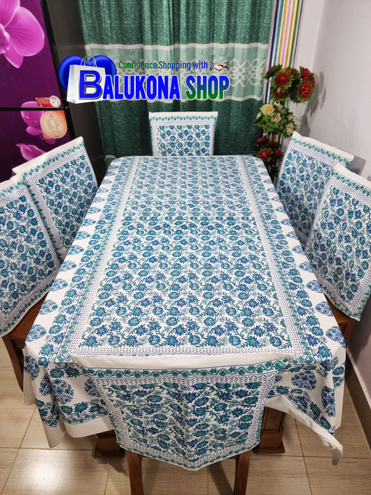 Block Print Cotton Dining Table Cover Set