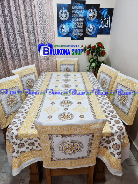 Block Print Cotton Dining Table Cover Set