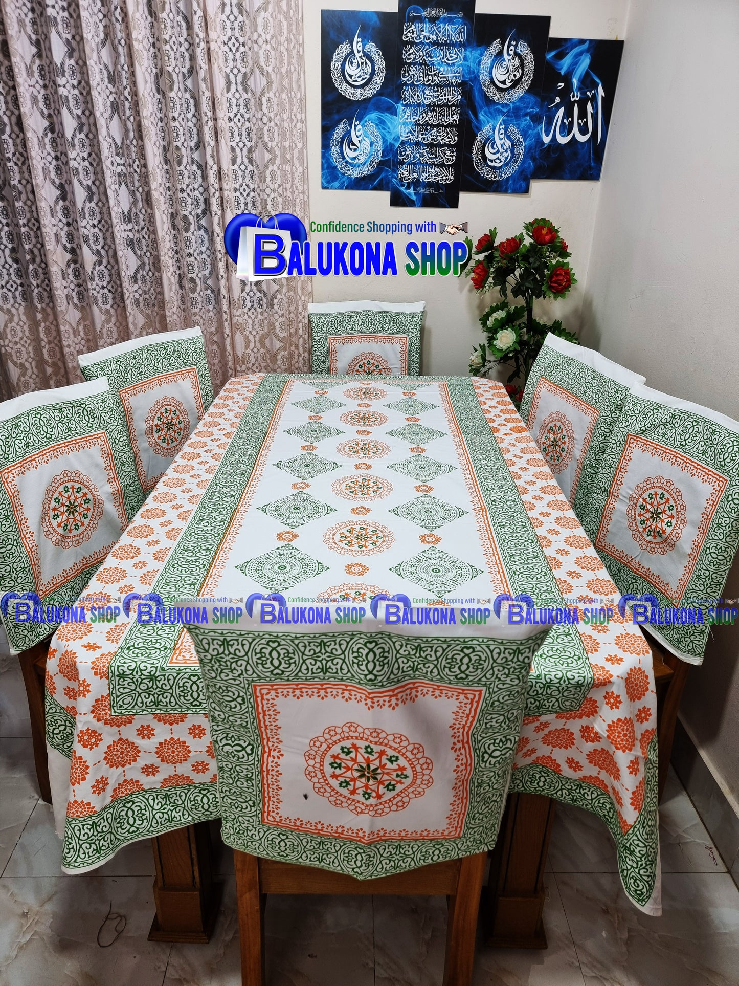 Block Print Cotton Dining Table Cover Set
