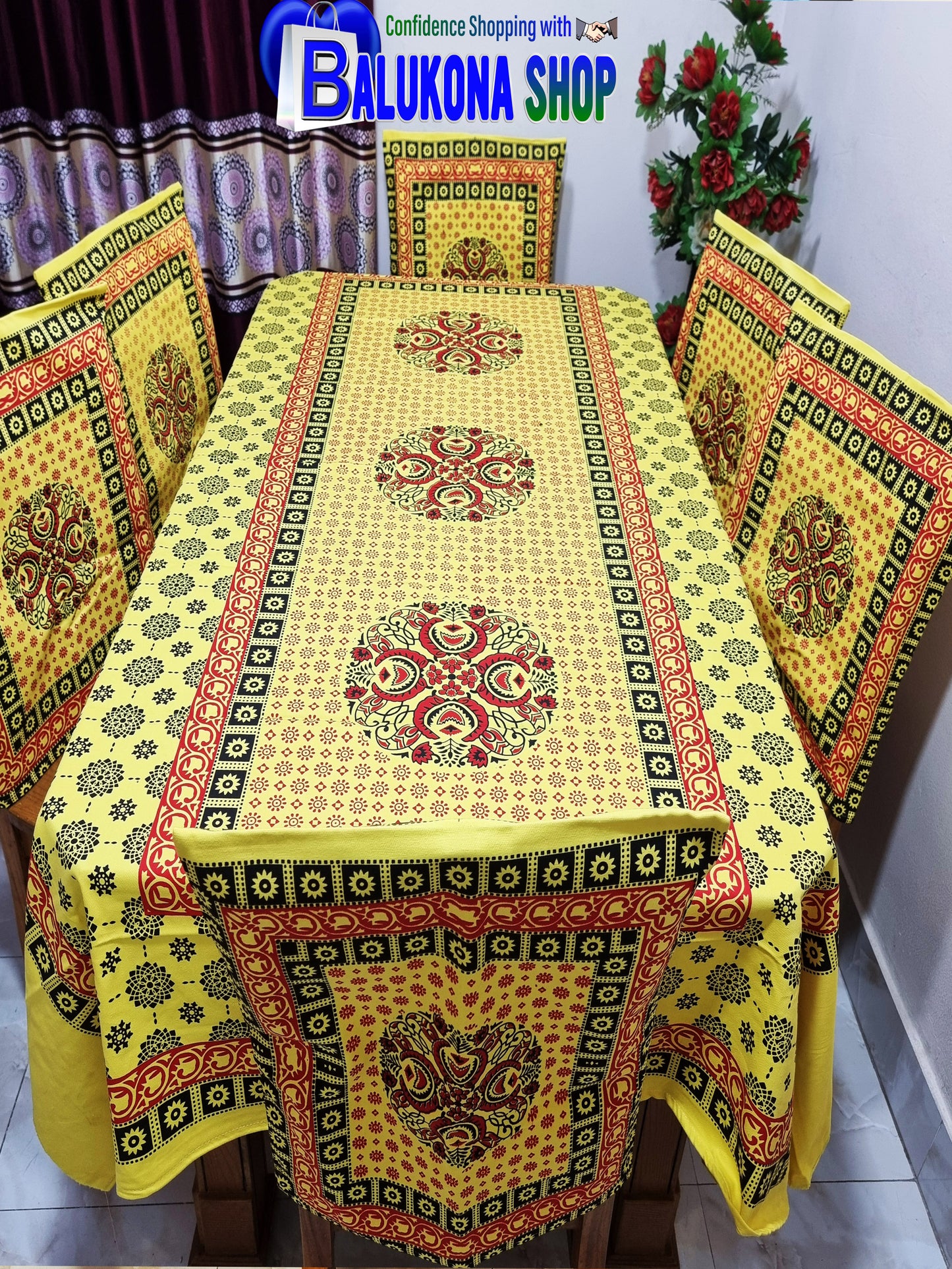 Block Print Cotton Dining Table Cover Set