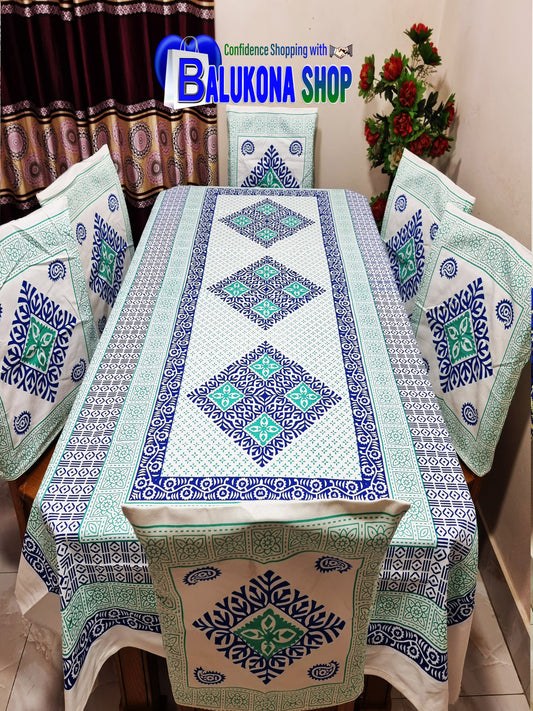 Block Print Cotton Dining Table Cover Set