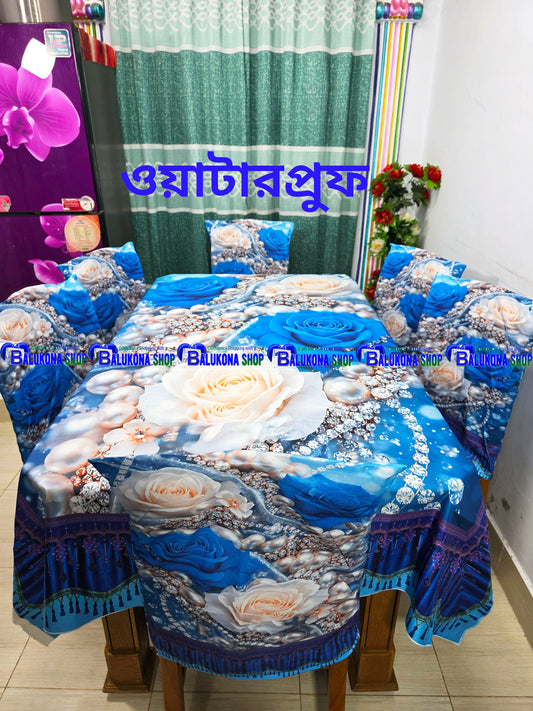 ✨ ওয়াটারপ্রুফ 3D ডাইনিং টেবিল ও চেয়ার কভার সেট