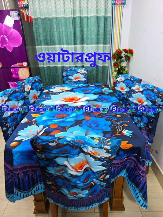 ✨ ওয়াটারপ্রুফ 3D ডাইনিং টেবিল ও চেয়ার কভার সেট